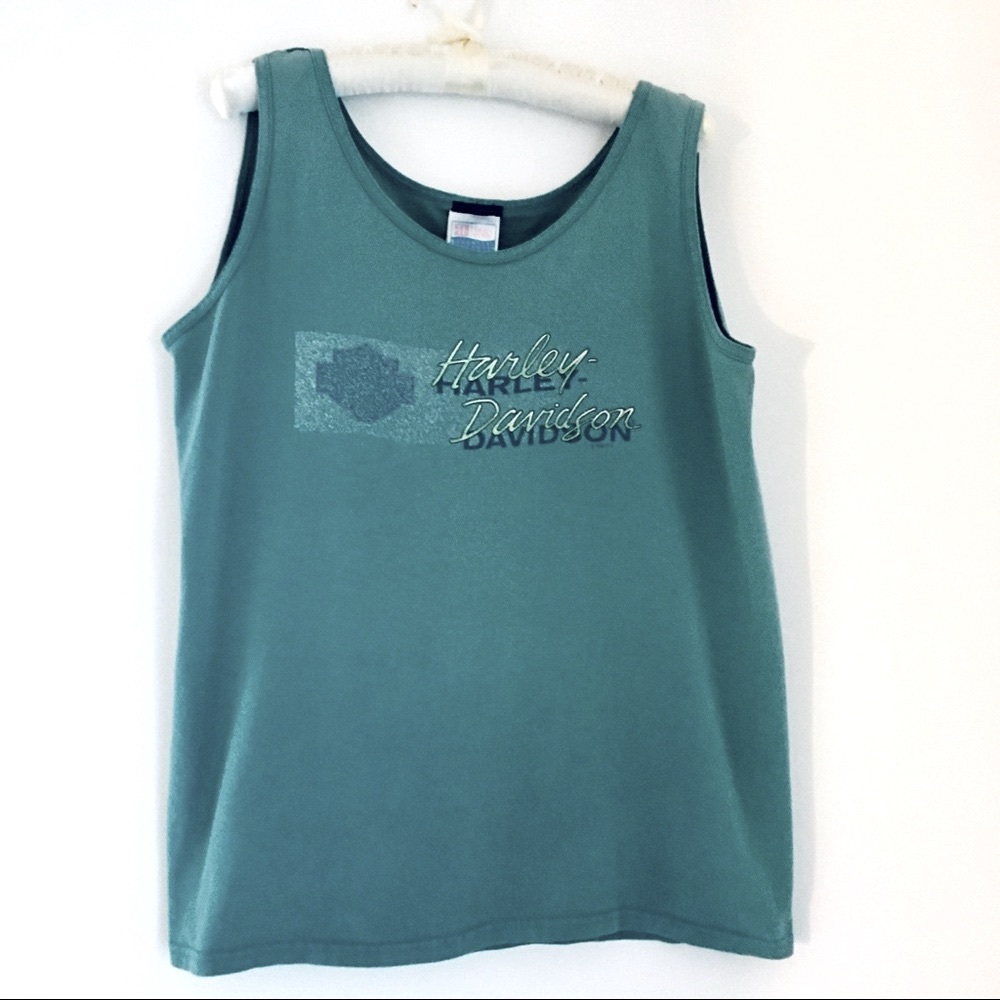 Harley Davidson light teal tank. Size L